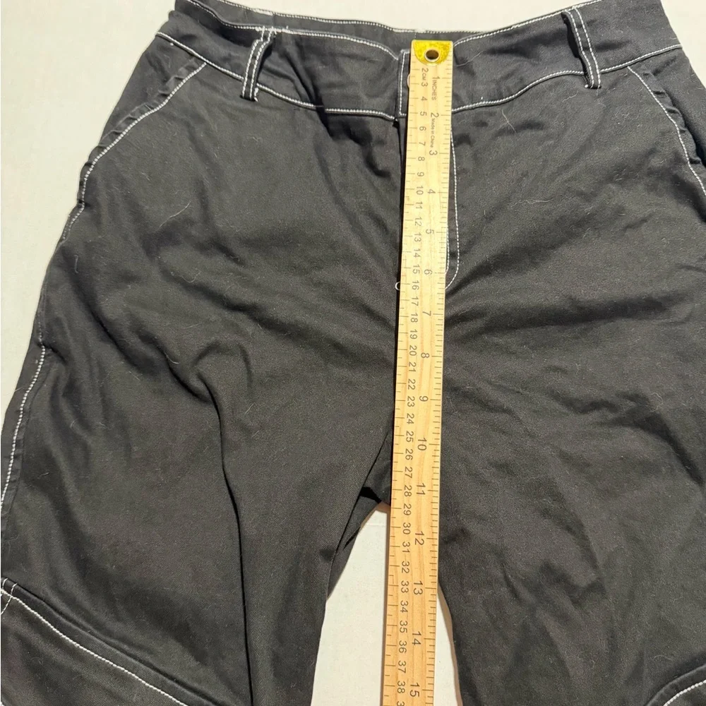 Capsule Brand Black Cargo style baggy Pants w/White stitching Women's Small #630